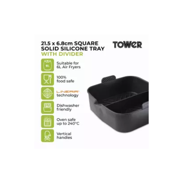 Tower T843095 Air Fryer Silicone Insert For Square Tray With Divider 