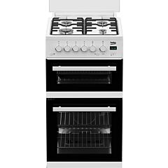 Beko EDG507W 50cm Twin Cavity Gas Cooker with Gas Hob - White