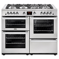 Belling 444411729  X110G 110cm Gas Rangecooker with Double Oven and Gas Hob - Stainless Steel