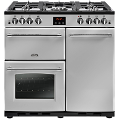 Belling 444411733  X90G 90cm Gas Rangecooker with Double Oven and Gas Hob - Silver